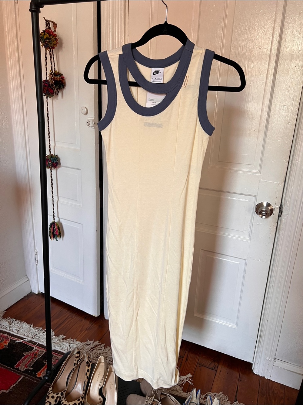 Nike Cream Tank Dress with Asymmetrical Neckline